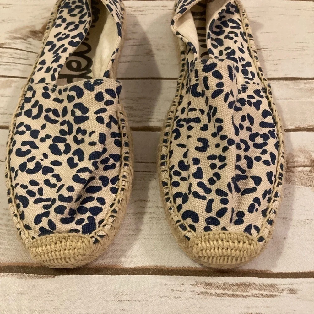 Sam Edelman Canvas Verona Leopard Print Fabric Espadrille Size 8